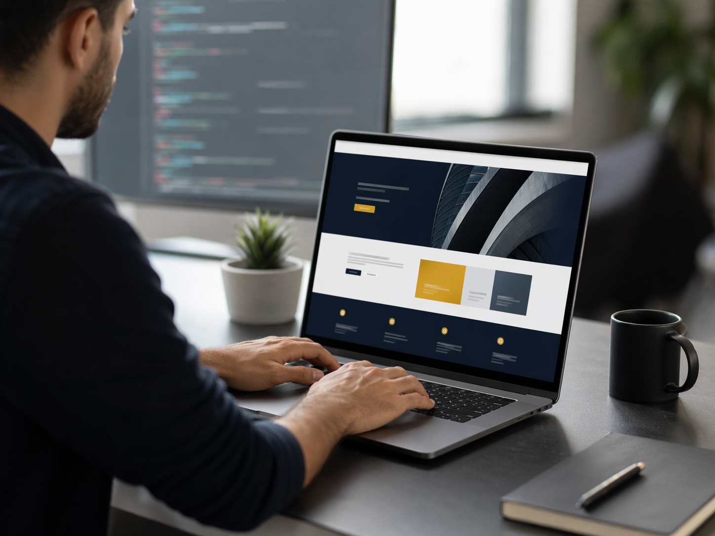 Desarrollo de sitio web profesional en laptop